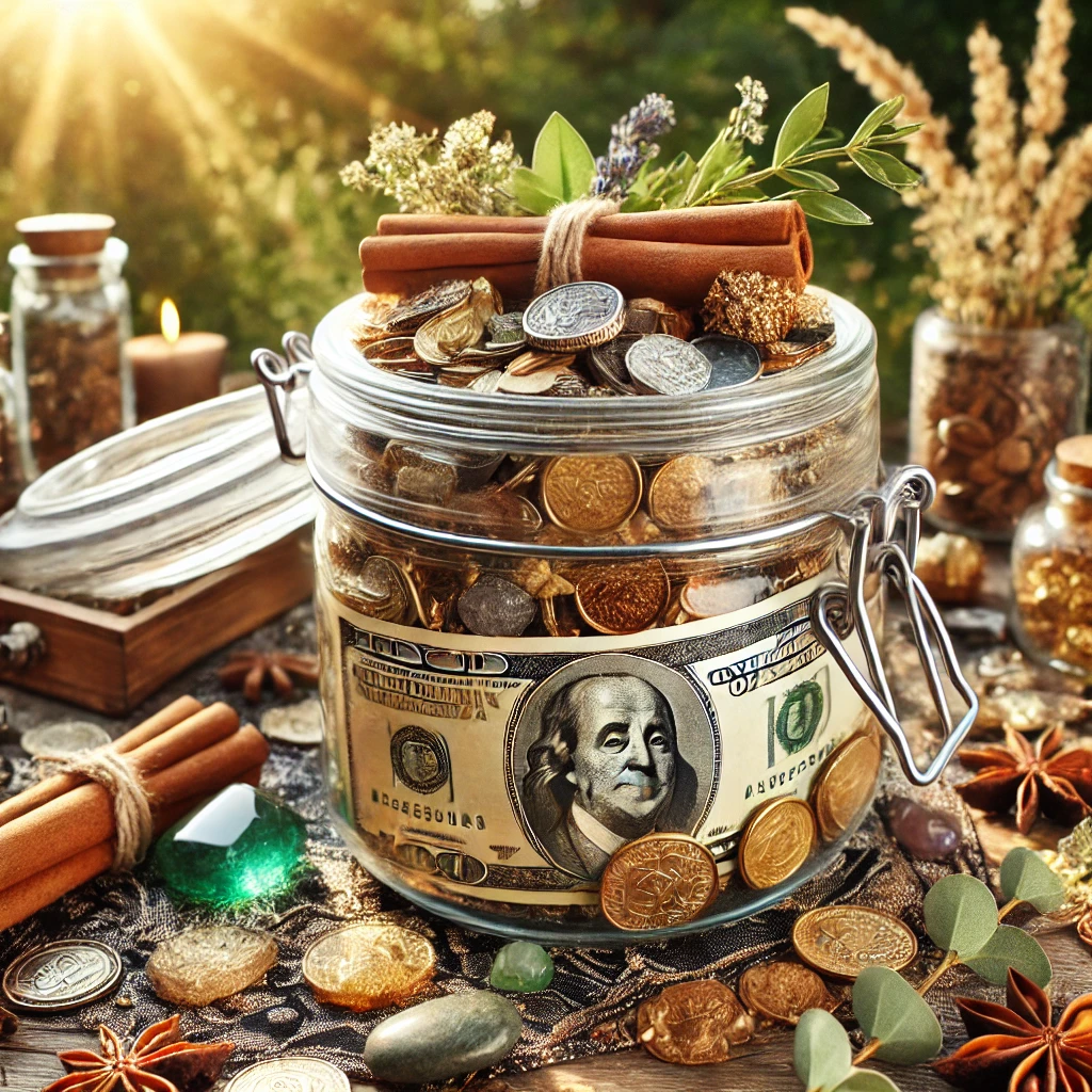 “Money Wants Me” Spell Jar | Mini Manifestation Jar for Wealth, Abundance, and Prosperity 💵