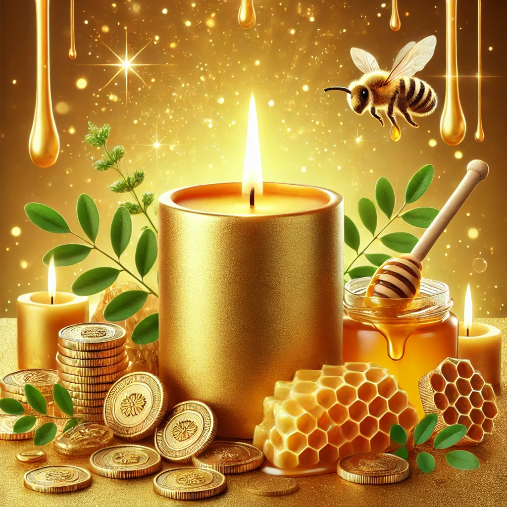 The Money Honey Manifesting Candle - Beeswax Prosperity Candle with Jasmine, Honey & Vanilla Fragrance for Abundance|32-36 Hour Burn Time