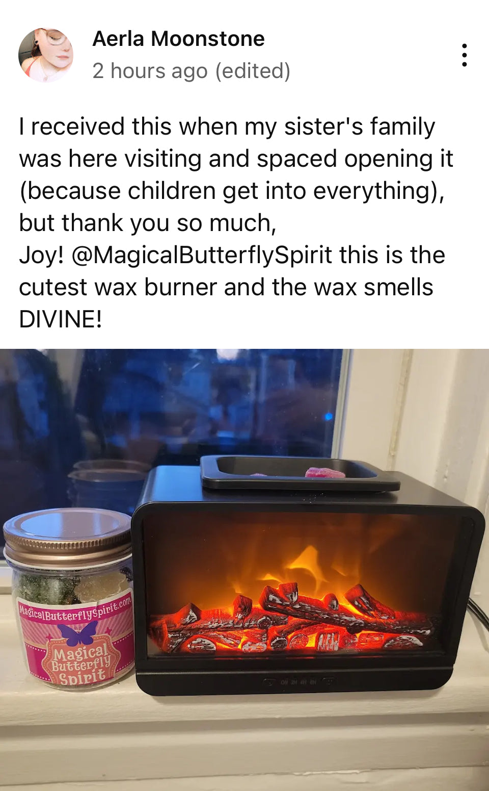 Electric Fireplace Wax Warmer with Surprise Scent Trio | Includes 3 x 2 oz Beeswax Wax Melts