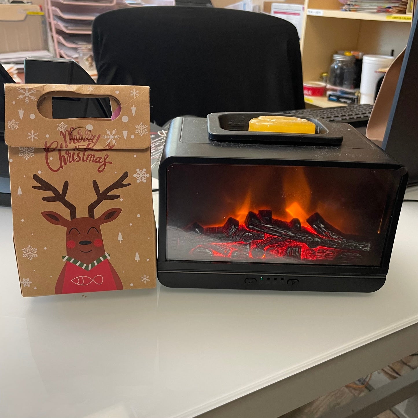Electric Fireplace Wax Warmer with Surprise Scent Trio | Includes 3 x 2 oz Beeswax Wax Melts